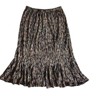 Tan Jay Skirt Women's Size Med. Long Flowy Elastic Waist Pull on Lined Skirt